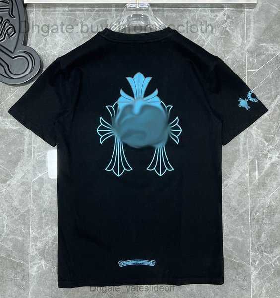 

ch fashion heart men's t shirt designer classic chromes summer brand neck short sleeve sanskrit letter pullover t-shirt horseshoe cross, White;black