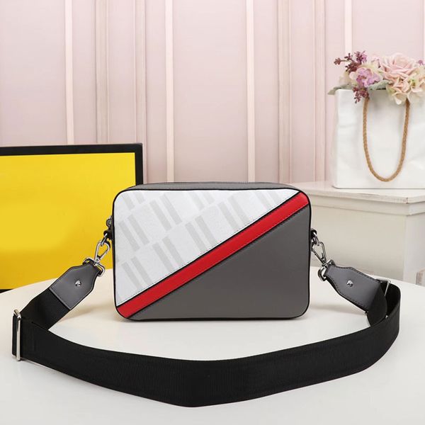 

men fashion camera bag red stripe cowhide cross body bags adjustable removable letter wide shoulder strap purse luxurys pvc handbag father&#