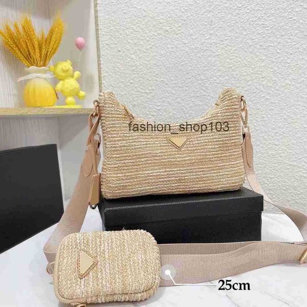 

bags women designers handbags large capacity messenger bag luxurys lady wallet handbag highs quality straw woven three in one underarm bag s