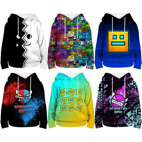 

pullover kids angry geometry dash 3d print hoodies boys girls anime sweatshirts children cartoon pullovers sudadera casual outwears 221122, Blue