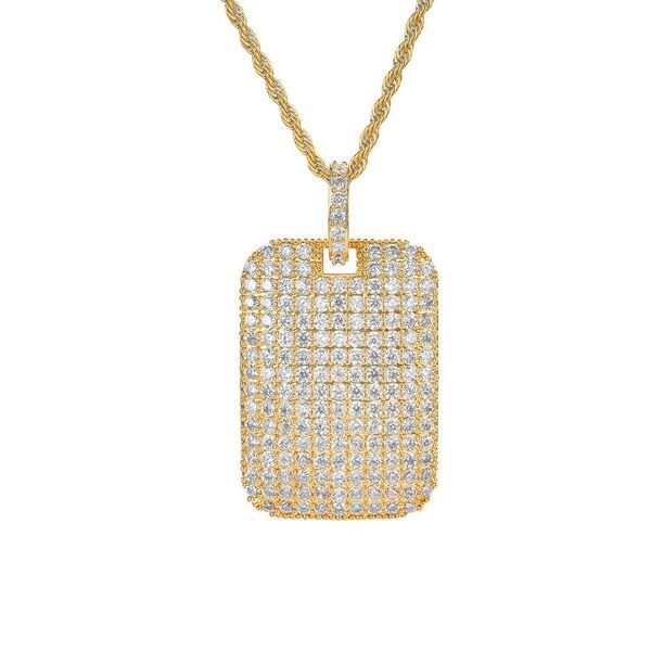 

other jewelry sets 18k gold cubic zirconia army tag necklace jewelry set bling diamond hip hop square pendant necklaces for women me dhns3, Silver