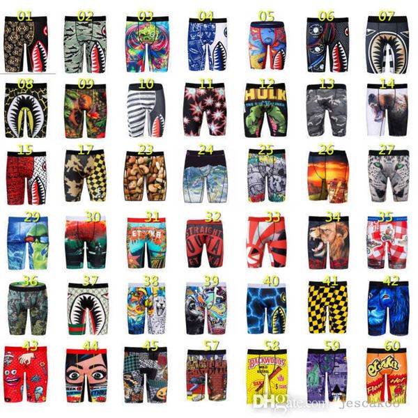 

summer new trendy men boy shorts underwear underpants 2xl plus size desinger printed sports pants boxers briefs with bags, White;black