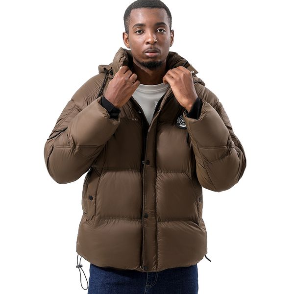 

2022 new large polyester bread jacket plush thickened men's cotton jacket detachable magic label hat loose coat men, Black;brown
