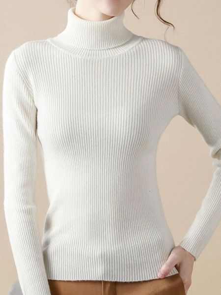 

women's sweaters abrini turtleneck casual soft cashmere pullovers elastic jumpers knit slim basic sweater for winter 221123, White;black