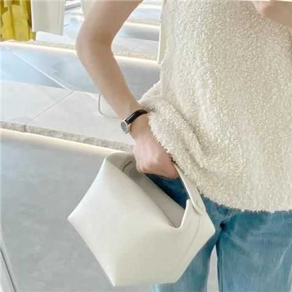 

luxury the row female bags the layer cowhide summer niche design high texture box bucket bag women's leather handbag
