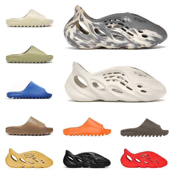 

kanyes foam rubber slippers slipper yeesys slip-on kany sandal slides men women enflame orange royal blue sandals desert sand resin moon gr, Black