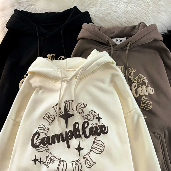 

loose designer chromes mens heartss hoody letter printed hoodies pullover sweatshirts cotton american alphabet high men's fashion brand, Black