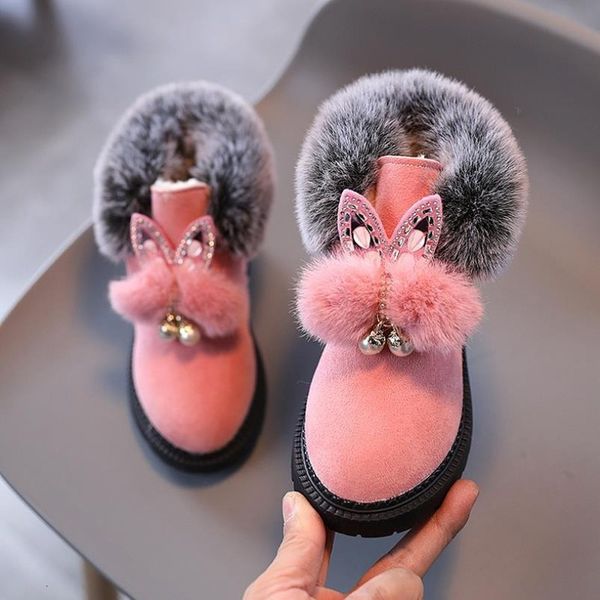 

boots toddler girl kids winter shoes for boys soft bottom student fur snow children leather plush l221205, Black;grey