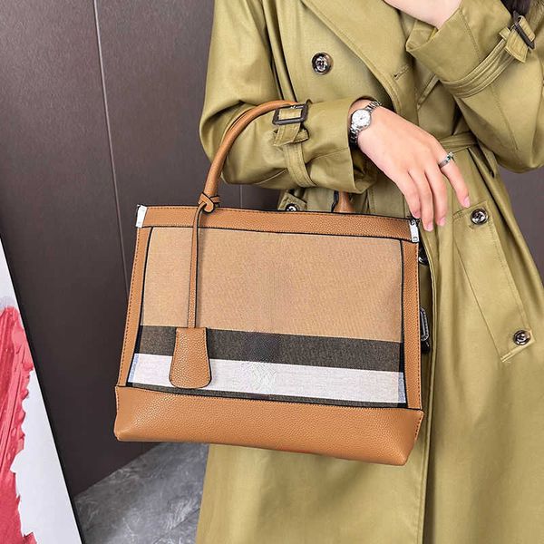 

women fashion handbag bbr designer totes bags fashion striped shoulder large capacity crossbody lady brown tote bag