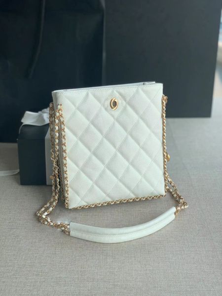 

new designer bag luxury handbag gold chain metal logo women shoulder bag large capacity purse cc casual fashion black