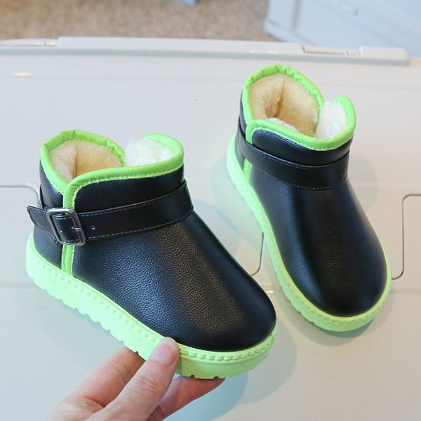 

boots mumoresip winter fashion rubber for kids boys girls warm cotton snow water proof pu children  ankle 21 38 221123, Black;grey