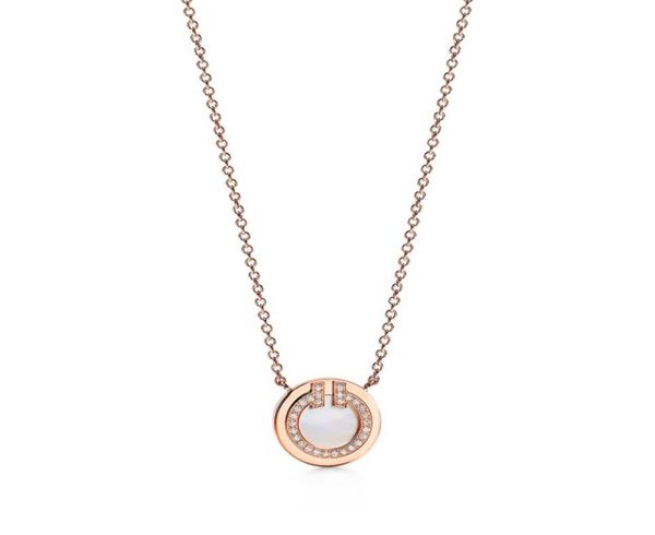 

tiff sterling silver round double t pendant white motherofpearl red agate necklace feminine temperament allmatch 18k rose gold 9187112