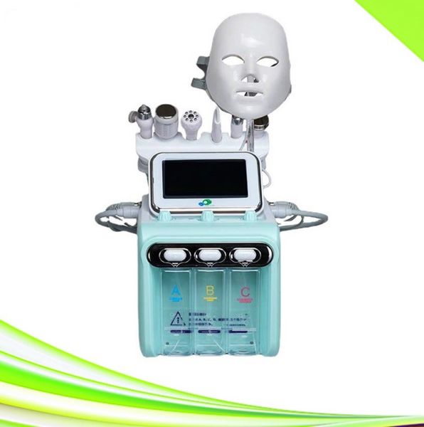

7 in 1 oxygen jet peel hydrogen water generator oxigen therapy facial machine pdt led mask skin tightening hydro dermabrasion cleaning hydra, Black;white
