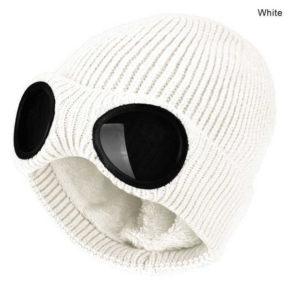 

caps hats new winter with lenses goggle beanie knitted beanies thick fleece warm multi-function l221028, Yellow