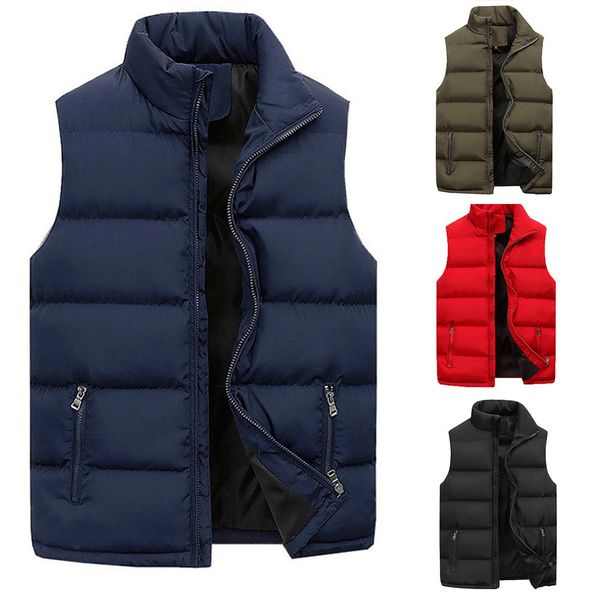 

men's down parkas autumn winter warm windproof vest jacket fashion trend thickened cotton padded sleeveless jackets 221123, Black