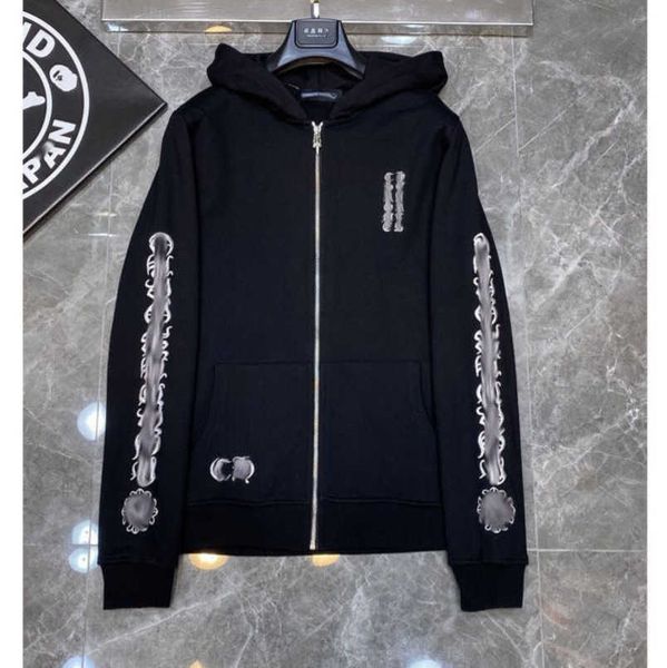 

mens fashion luxury sweatshirts ch designer hoodies zipper sanskrit graffiti hooded sweater cross pullover hoodie casual women coat sweatsh, Black