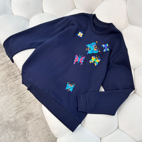 

highquality mens new style hoodie fashion exquisite butterfly embroidery design us size loose version luxury brand designer hoodie, Black