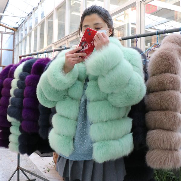 

women's fur faux winter fashion real coat with collar leather jackets female natural plus size 221123, Black