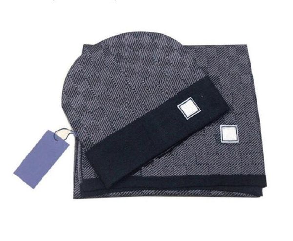 

men's scarves sets hat scarf fashion luxury design letter embroidery men and women wool beanie uu, Blue;gray