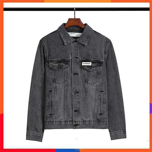 

men's jacket correct version 20ss offs styles style basic letter arrow wash used denim versatile coat batch, Black;brown