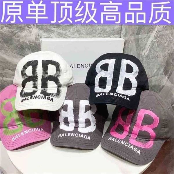 

balencaigcap luxury baseball cap paris autumn hand-painted graffiti double duck tongue cap men's and women's trend versatile coupl, Blue;gray