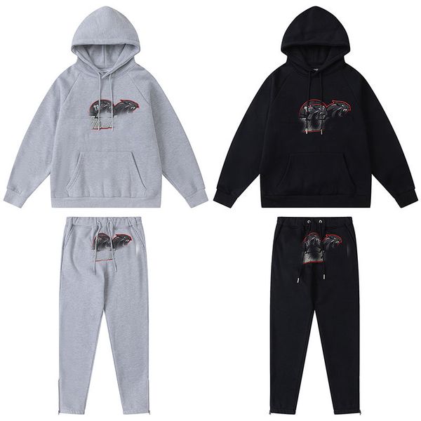 

mens tracksuits sweater trousers set designer hoodies streetwear sweatshirts quality sports suit embroidery plush letter decoration thick ho, Gray