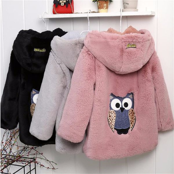 

coat 3 16y of teens girls woolen jacket autumn winter fake fur warm kids children s hooded outerwear clothes 221122, Blue;gray