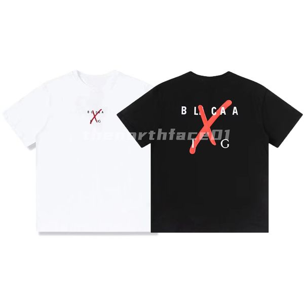 

fashion brand luxury mens t shirt front and back letter printing embroidery round neck short sleeve summer loose t-shirt black white asian s, White;black