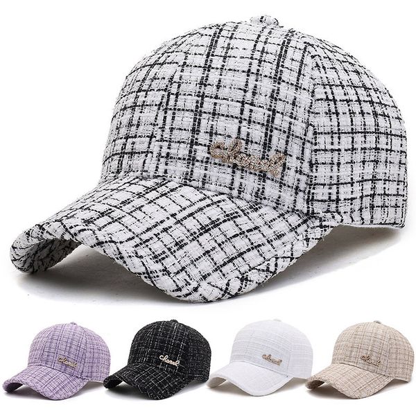 

stingy brim hats fashion baseball cap for women ladies warm winter hat lattice outdoor luxury brand design plaid adjustable trucker 221122, Blue;gray