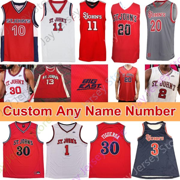 

custom st. john's red storm basketball jersey ncaa college lj figueroa mustapha heron rasheem dunn julian champagnie josh roberts earli, Black;red