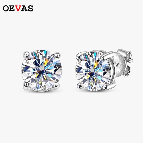 

stud oevas real 2ct d color round style earrings for women 100% 925 sterling silver wedding jewelry 221119, Golden;silver