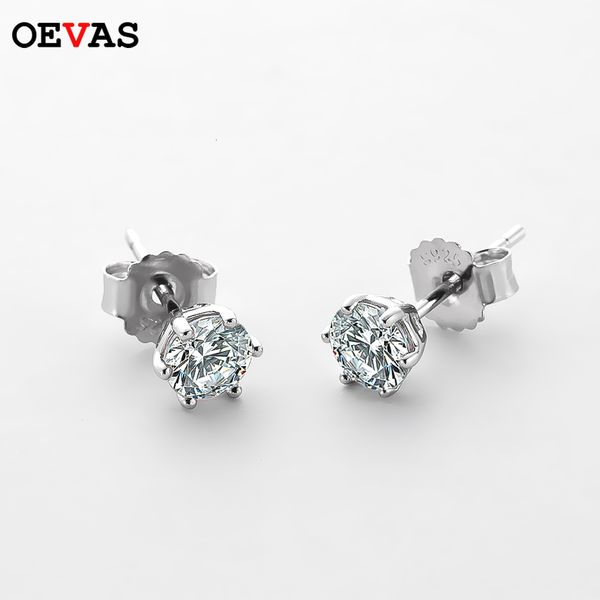 

stud oevas real 1 carat d color earrings for women 100% 925 sterling silver gold sparkling wedding fine jewelry 221119, Golden;silver