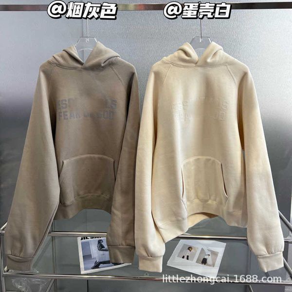 

men's hoodie autumn and winter new fashion ess letters three-dimensional flocking thickened hooded casual women's sweater, Black