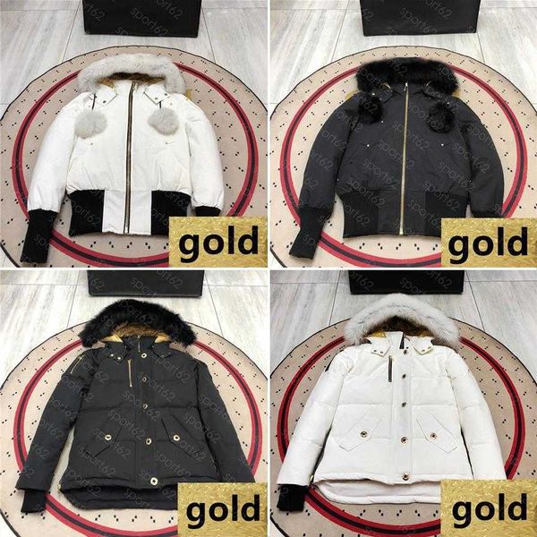 

womens down jacket parkas gold badge keep warm windproof outerwear coats thicken to resist the cold winter coat plush collar quality, Black