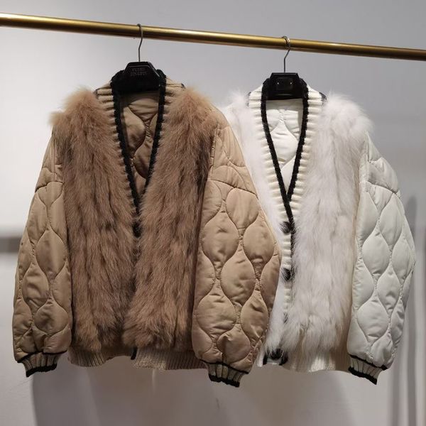 

Women's Blouses & Shirts Winter Real Fur Coat Natural Jacket woman, Khaki