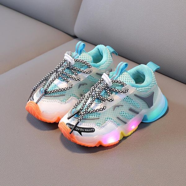 

sneakers spring baby flashing lights toddler little kid led children luminous shoes boys girls sport running 221123, Black;red