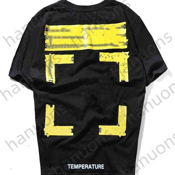 

men's t-shirts off t-shirts offs white yellow warning strip printing student couple loose short sleeve t-shirt fashion printed letter x, White;black