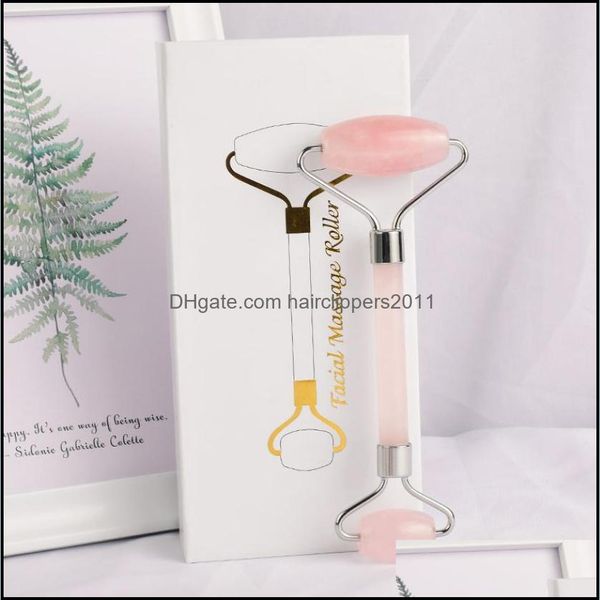 

face massager anti aging facial pink jade roller 100 natural crystal stone rose quartz face with gift box package drop delivery heal dhmdz