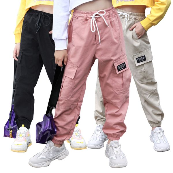 

trousers spring kids girls cotton sport pants casual camouflage printed teenage cargo children beam foot pink 221123, Blue