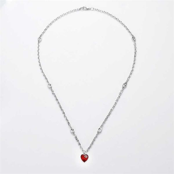 

2023 jewelry same new interlocking double enamel love necklace straight, Silver
