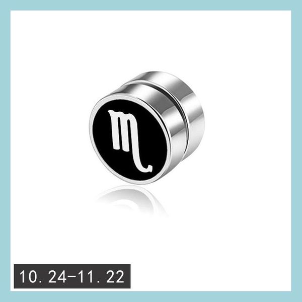 

other 12 stainless steel constell magnet earrings horoscope clip on ear rings fashion jewelry for women men drop delivery dhzlv, Golden;silver