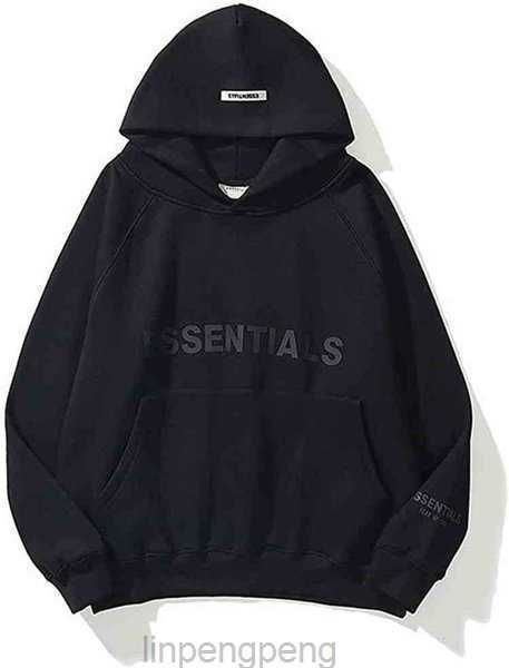 

men's hoodies sweatshirts hip hop fera of god fashion brand essentials fog sweater large couple and women's embroidered hoodie plu, Black
