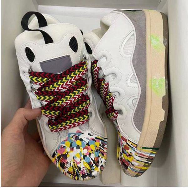 

colorful sneakers big shoelaces skateboard shoes for women genuine leather suede casual flat shoes designer asdadasdawsasdasd, Red;white