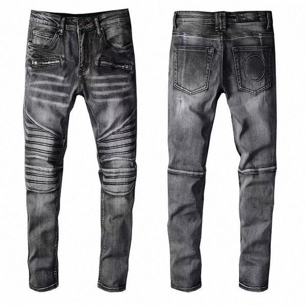 

jeans distressed ripped biker slim fit motorcycle bikers denim for men print fashion mans black j1gl#, Blue