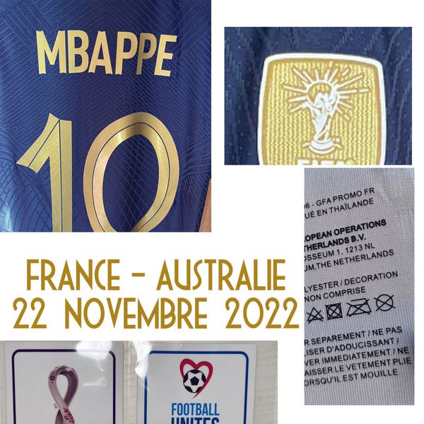 

home textile 2022 match worn player issue mbappe dembele rabiot benzema giroud girezmann maillot soccer patch badge