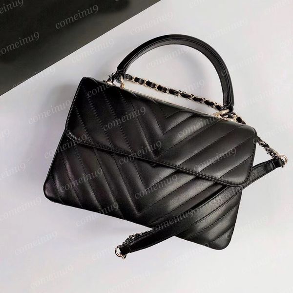 

excellent quality medium chevron trendy flap bag black 25cm women's mirror lambskin gold metal handle handbag real leather quilted chai