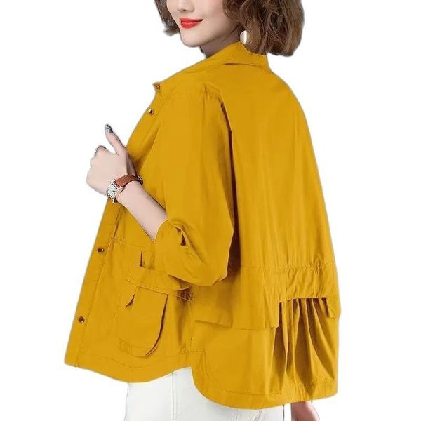 

women's jackets thin short coat women spring and summer mother fashion casual cardigan small shirt windbreaker female jacket outwear 22, Black;brown