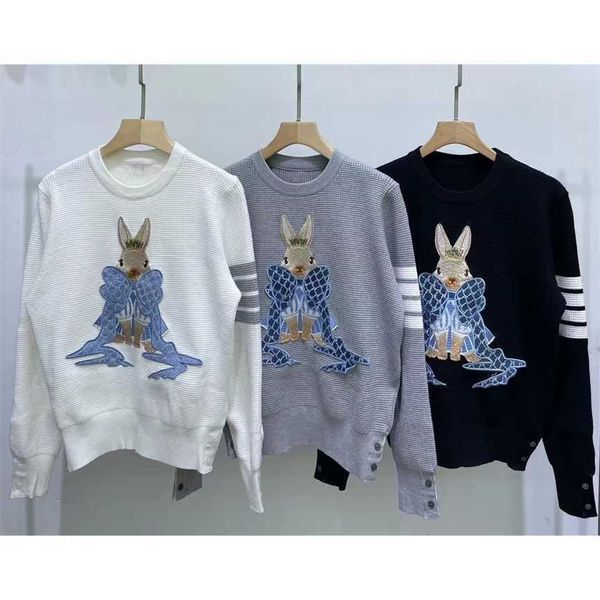 

embroidery patch knitwear women's autumn winter neck way bar age reducing college style sweater, Black;brown