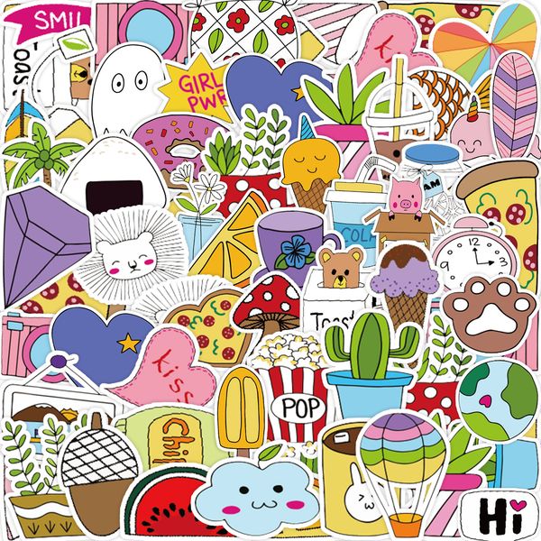 

pack of 50pcs kawaii stickers no-duplicate waterproof vinyl sticker for luggage skateboard notebook water bottle phone case helmet guitar ca