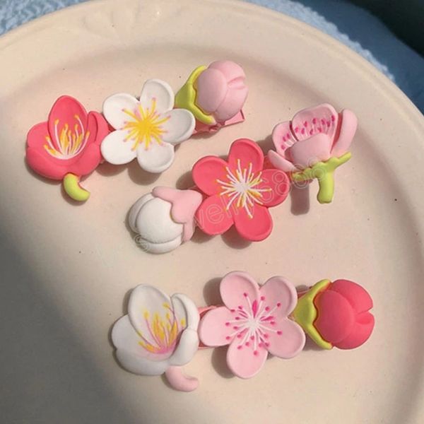 

peach blossom hair clip for women cute flowers hairpins girls bangs side clips daily headwear fashion hair accessories, Golden;silver